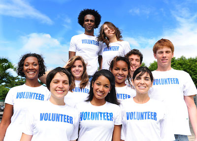 Photo of students wearing volunteer t-shirts